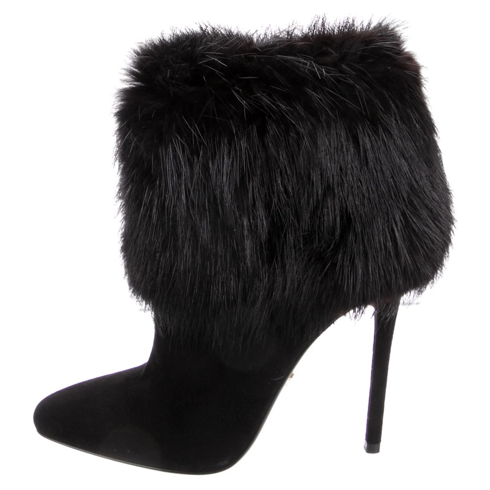 Prada Black Fur Ankle Booties